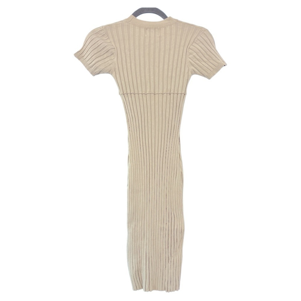 SNDYS. Nevada Ribbed Knit Button Down Bodycon Mini Dress in Cream Size Large - Picture 7 of 8
